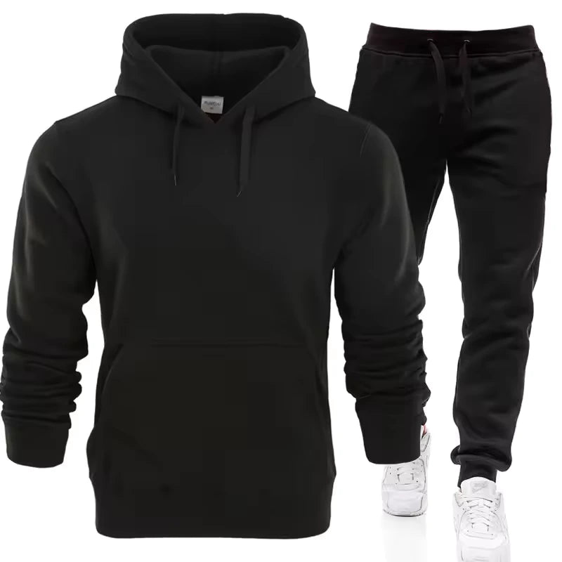 Winter Red & Black Fleece Hoodie Jogger Set