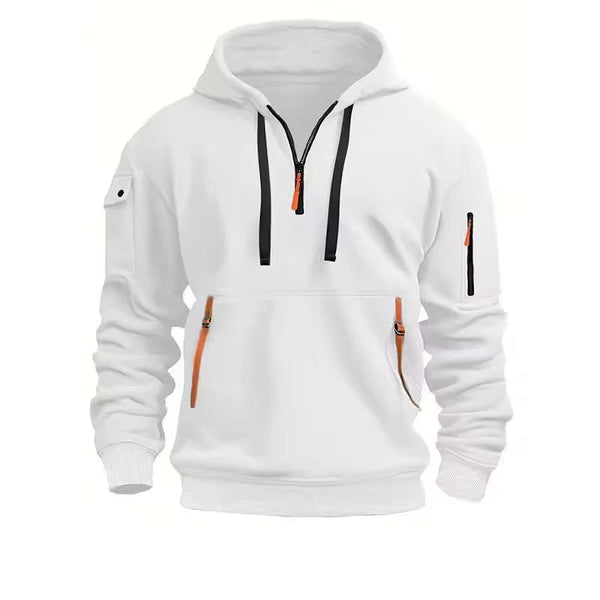 Multi-Pocket Fleece Zip-Up Hoodie