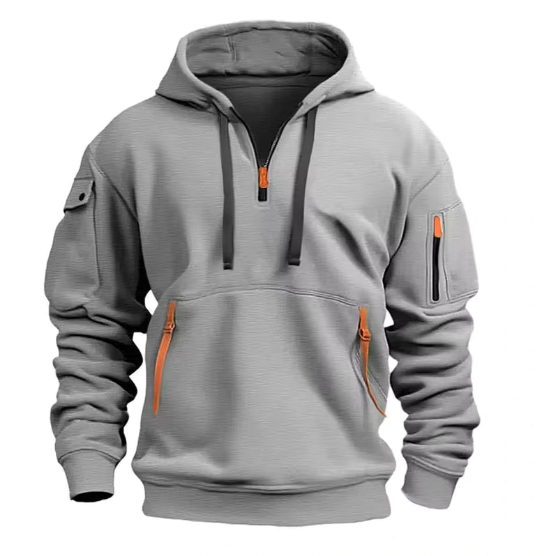 Multi-Pocket Fleece Zip-Up Hoodie