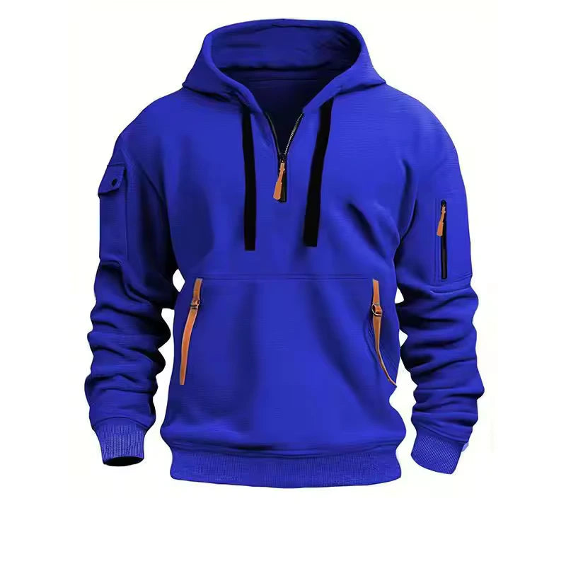 Multi-Pocket Fleece Zip-Up Hoodie